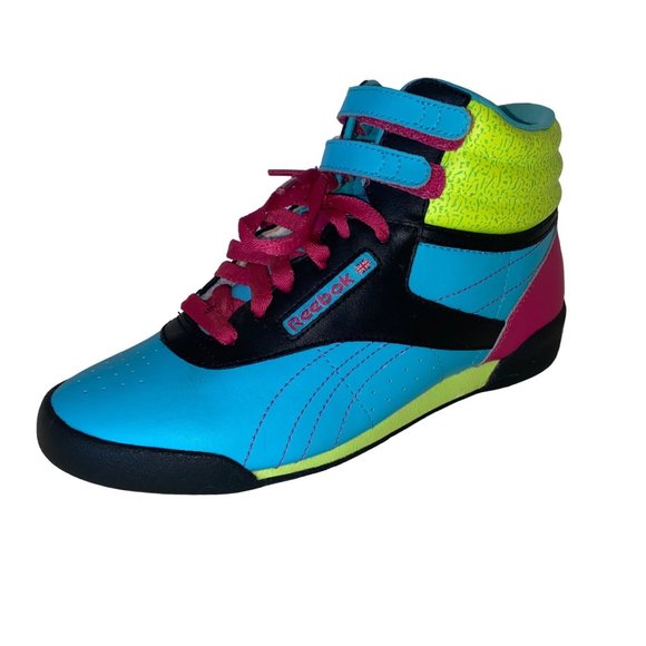 Reebok Other - Reebok Freestyle Neon 80s/90 Hi-Top Sneakers - Girls/Pre-Teen/Teen 4.5